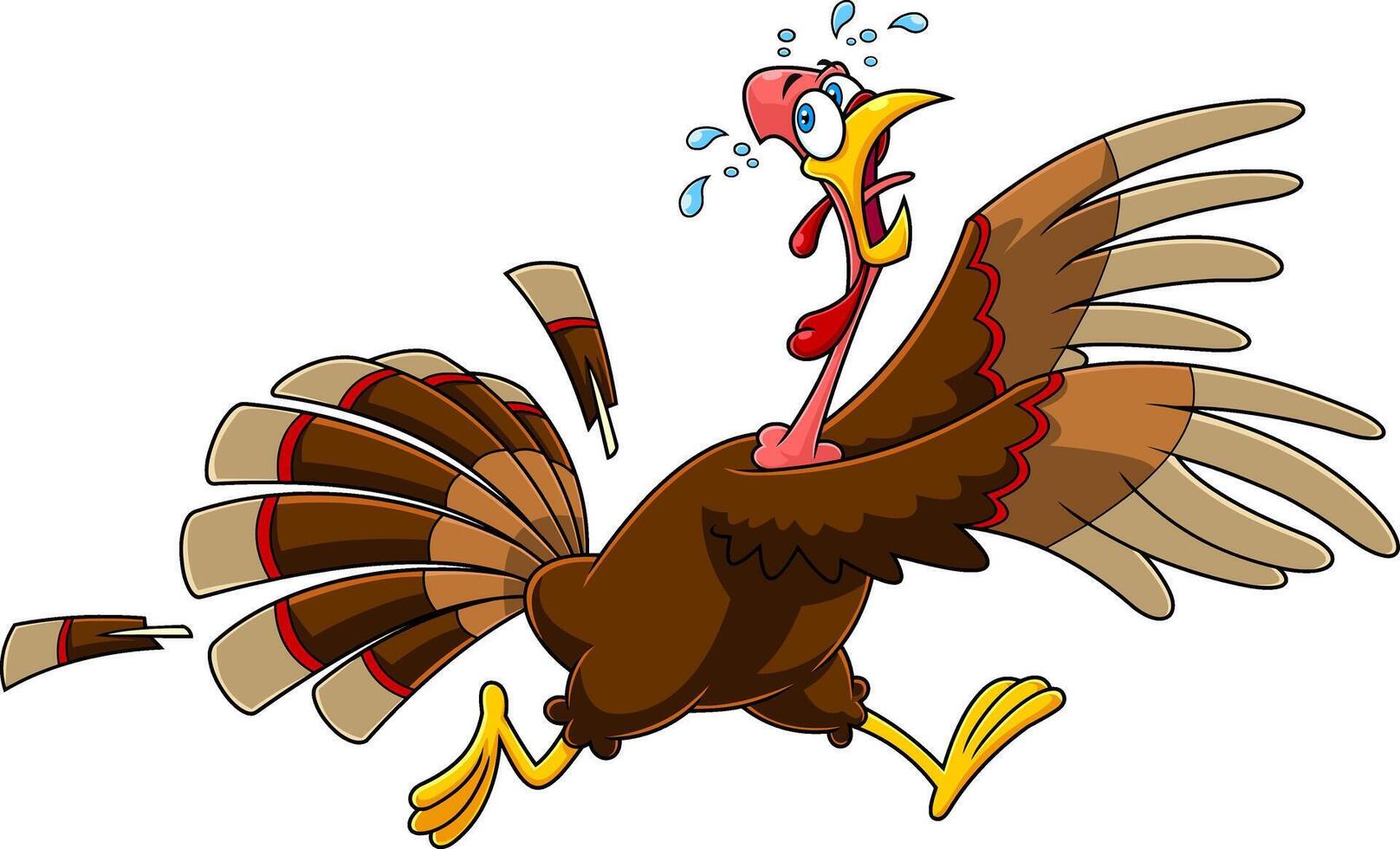 Scared Turkey Cartoon Characters Running vector