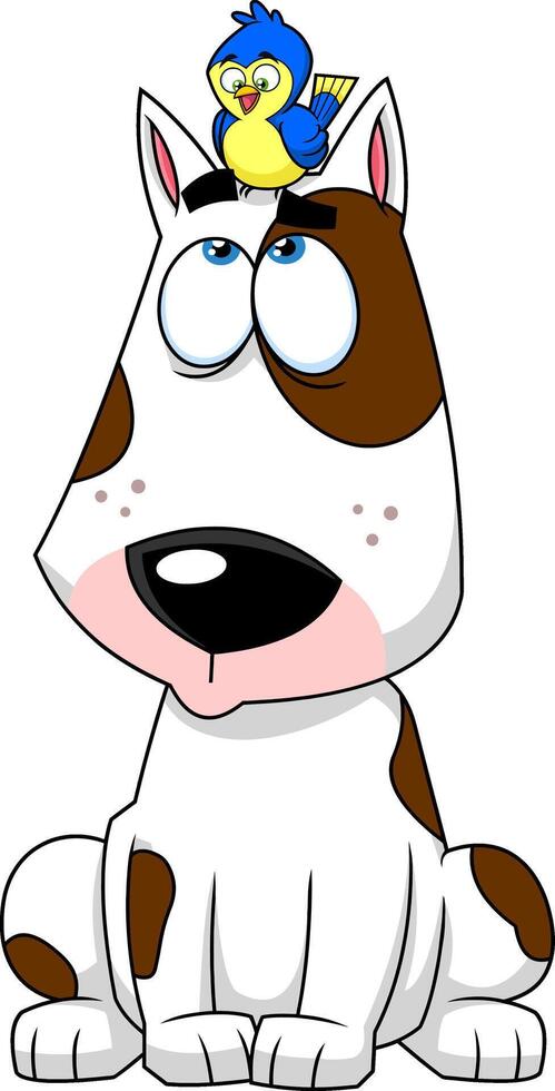 Dog And Bird Cartoon Characters vector
