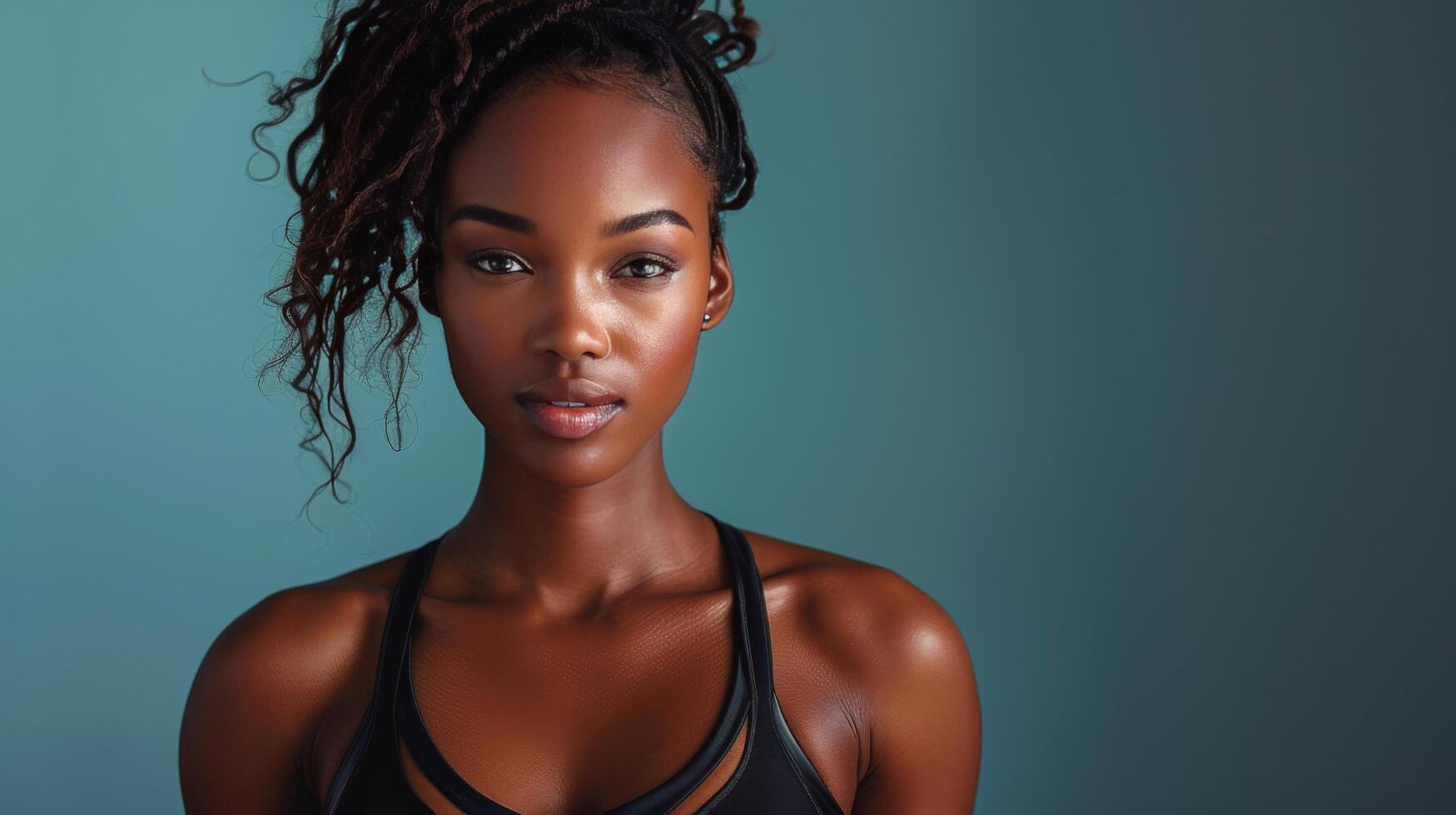 Woman in Sports Bra Posing for Picture photo