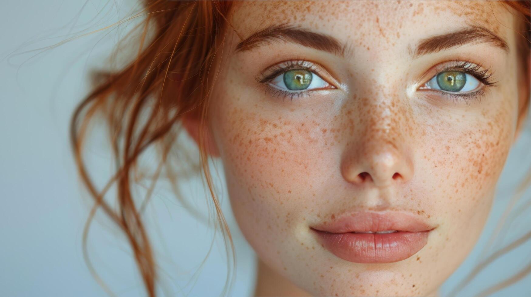 Woman With Freckled Hair and Blue Eyes photo