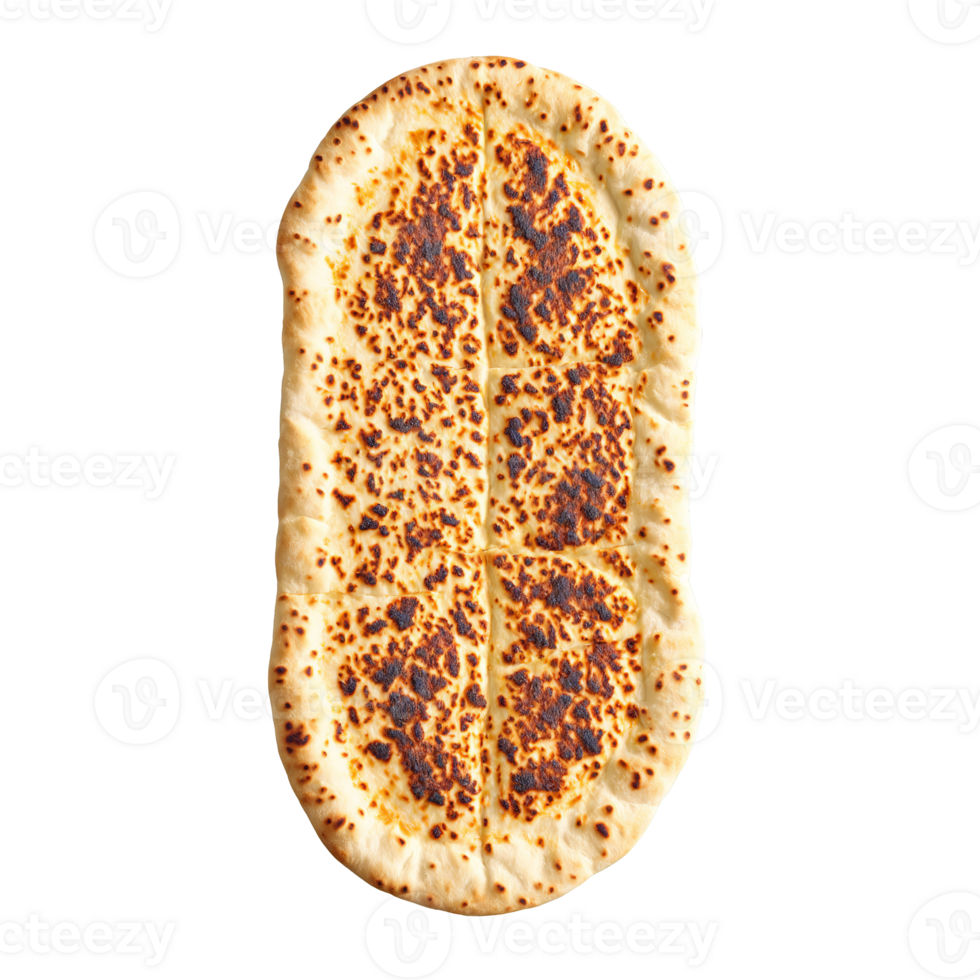 Naan bread with fluffy texture grill marks floating and steaming Food and culinary concept png