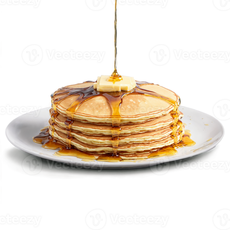 Pancake mandala a circular arrangement of fluffy pancakes with butter melting and syrup drizzling png