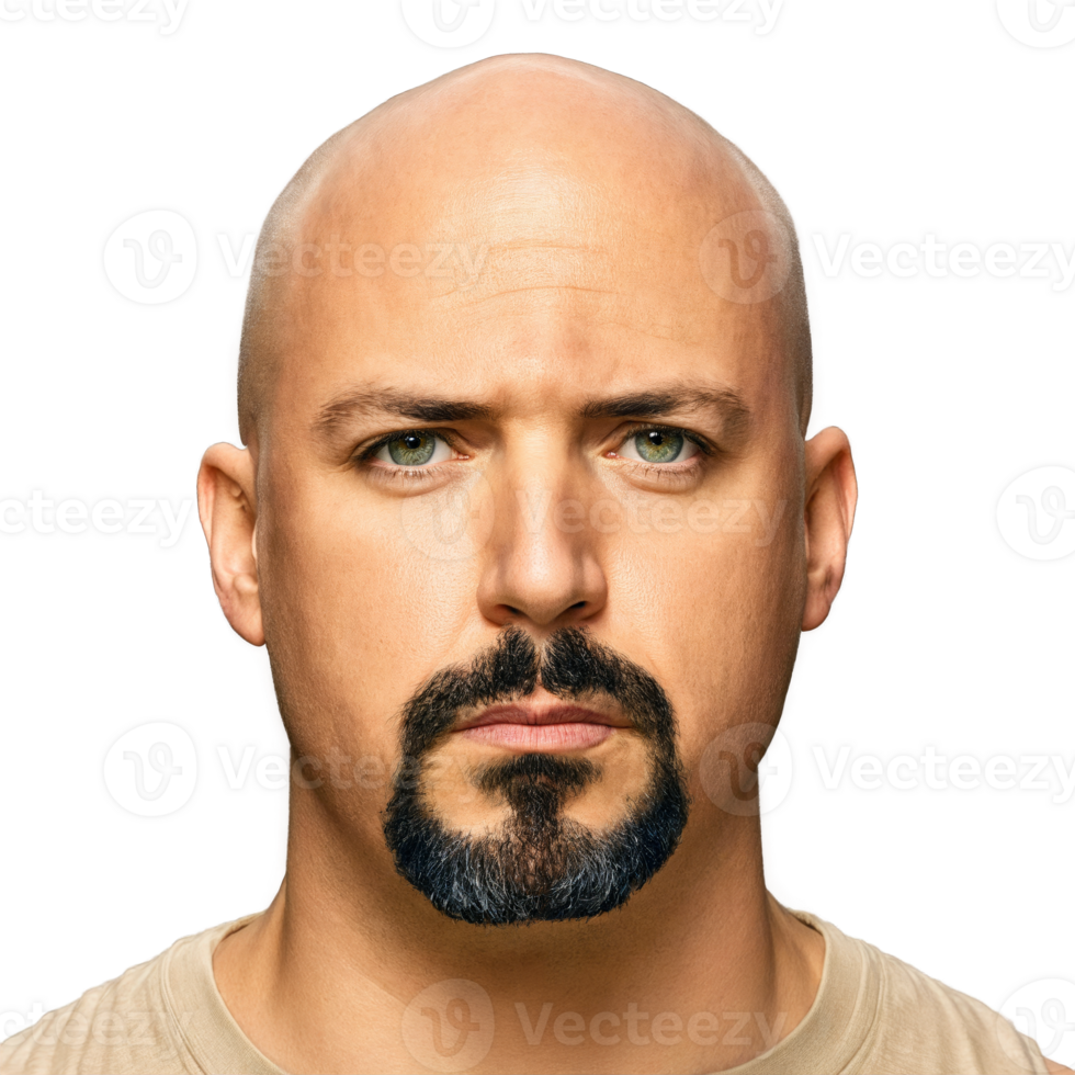 David a bald man with a goatee and a serious expression looking intense and focused png