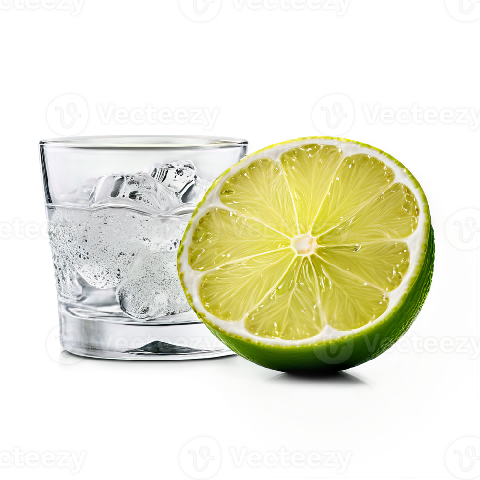 Zesty lime juice in a rocks glass a sliced lime with its juicy segments visible png