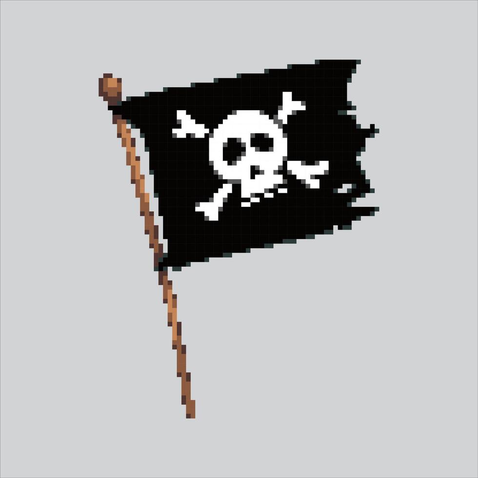 Pixel art illustration Pirate Flag. Pixelated Pirate Flag. Pirate Flag pixelated for the pixel art game and icon for website and game. old school retro. vector