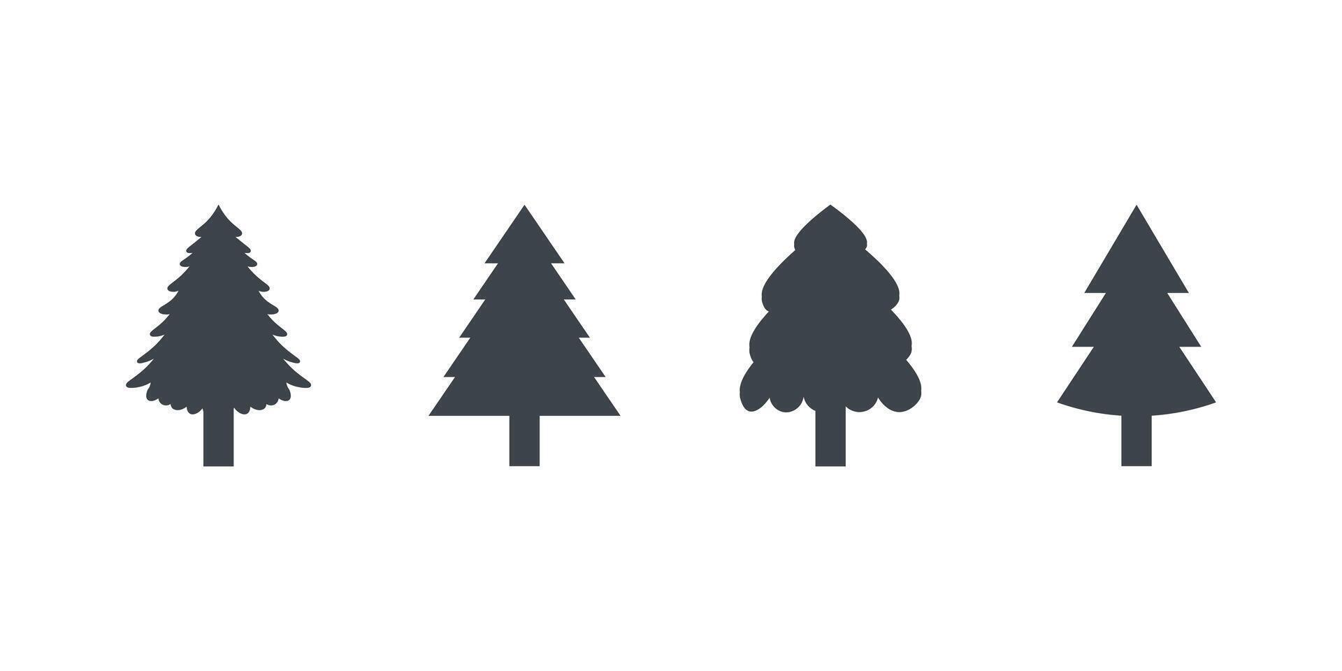 Set of Christmas tree on white background. vector