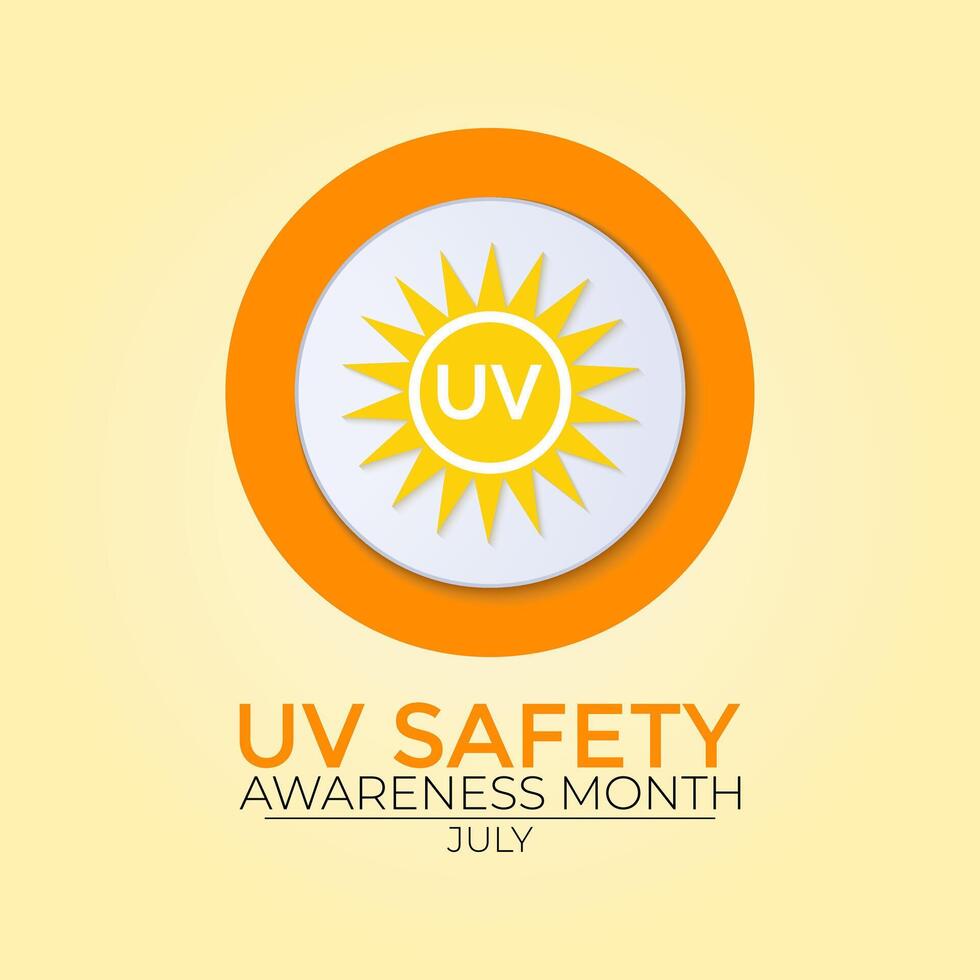 illustration on the theme of UV safety awareness month is observed every year in July. Banner poster, flyer and background design. vector