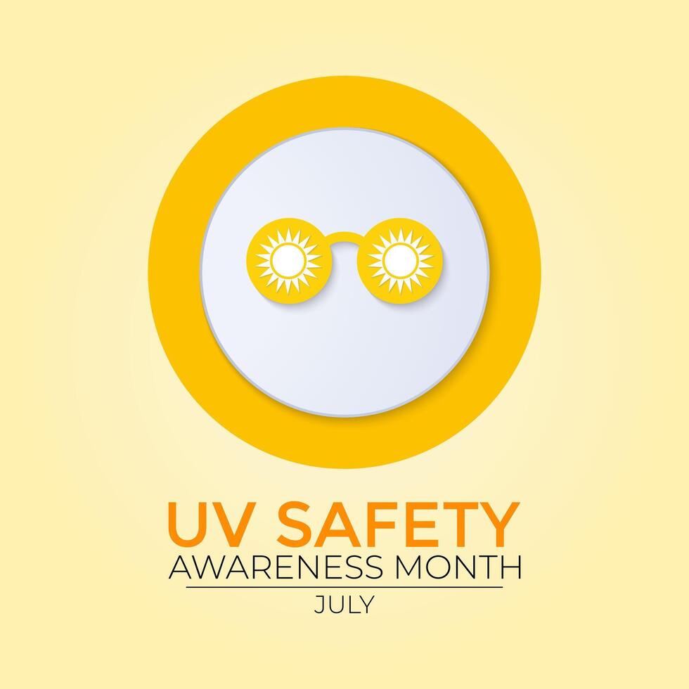 illustration on the theme of UV safety awareness month is observed every year in July. Banner poster, flyer and background design. vector