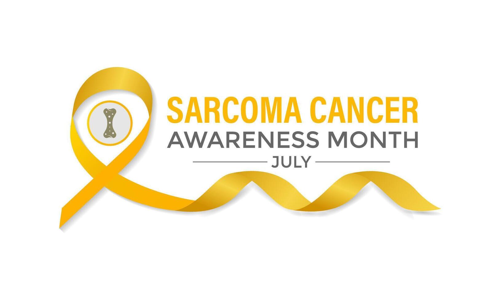 Illustration Sarcoma and Bone Cancer Awareness Calligraphy Poster Design. Realistic Yellow Ribbon. Bone Cancer, background. vector