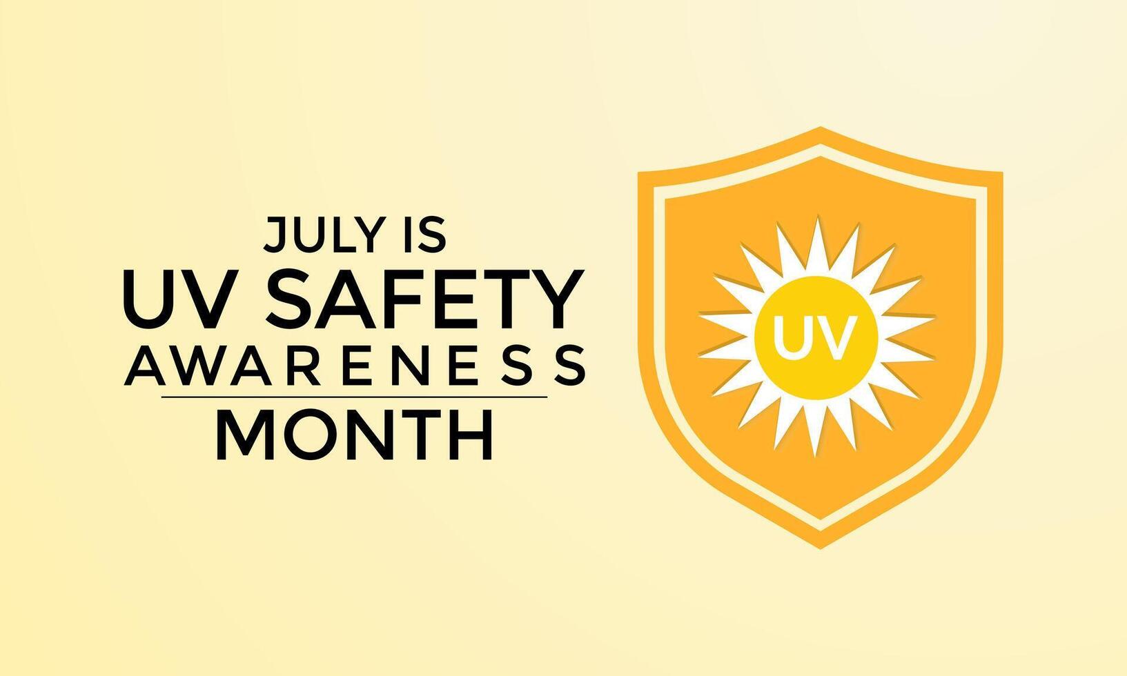 illustration on the theme of UV safety awareness month is observed every year in July. Banner poster, flyer and background design. vector
