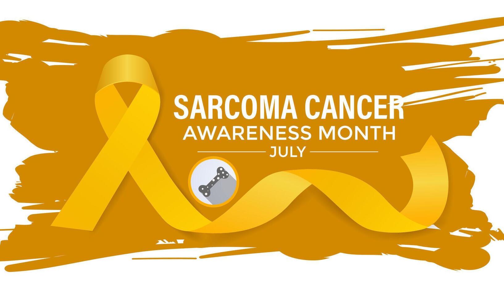Illustration Sarcoma and Bone Cancer Awareness Calligraphy Poster Design. Realistic Yellow Ribbon. Bone Cancer, background. vector