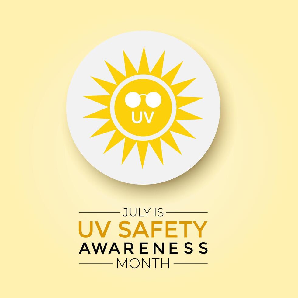 illustration on the theme of UV safety awareness month is observed every year in July. Banner poster, flyer and background design. vector