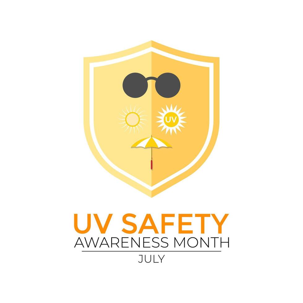 illustration on the theme of UV safety awareness month is observed every year in July. Banner poster, flyer and background design. vector