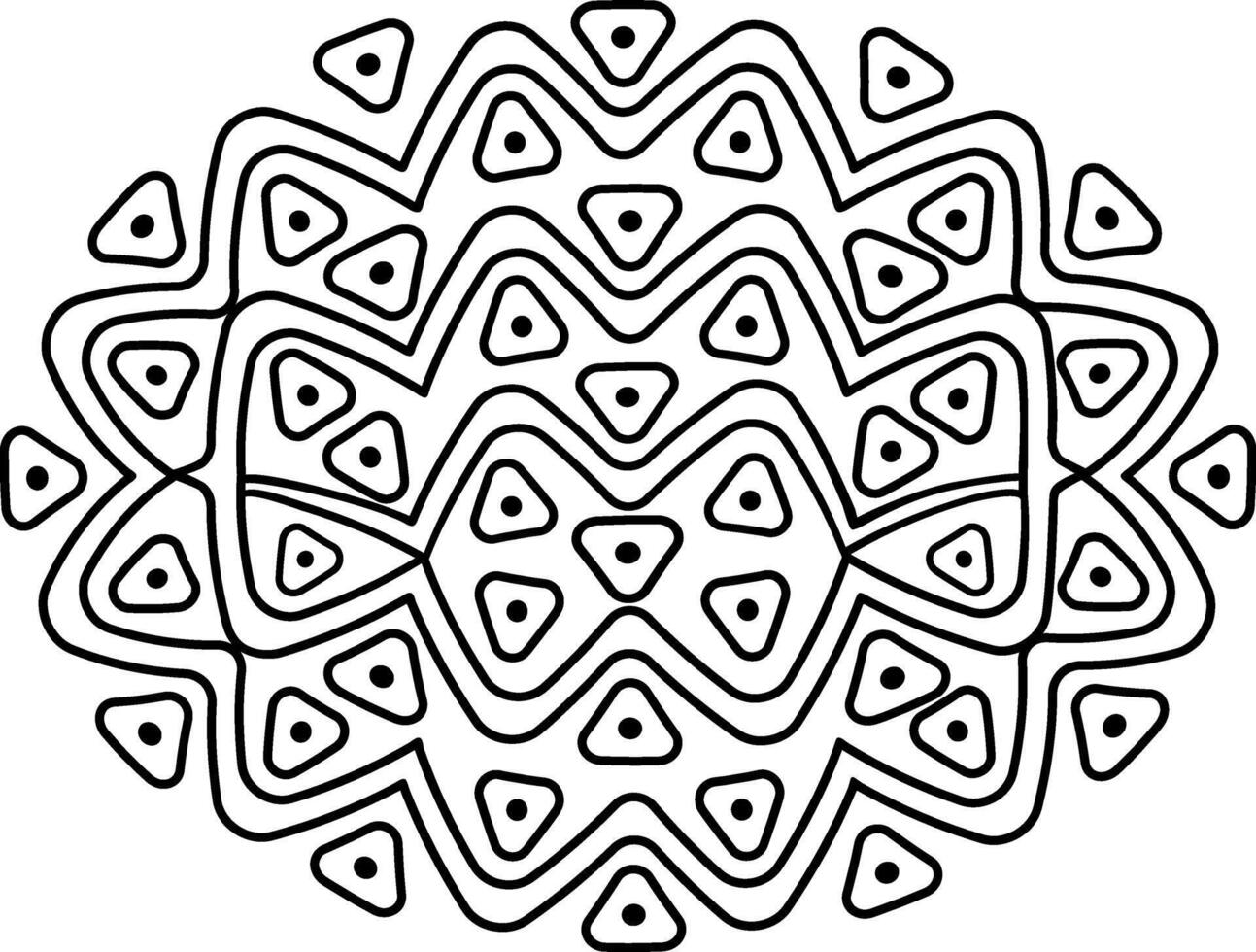 Ethnic pattern. abstract oval-shaped print. A hand-drawn linear sketch. Black and white pattern. illustration vector
