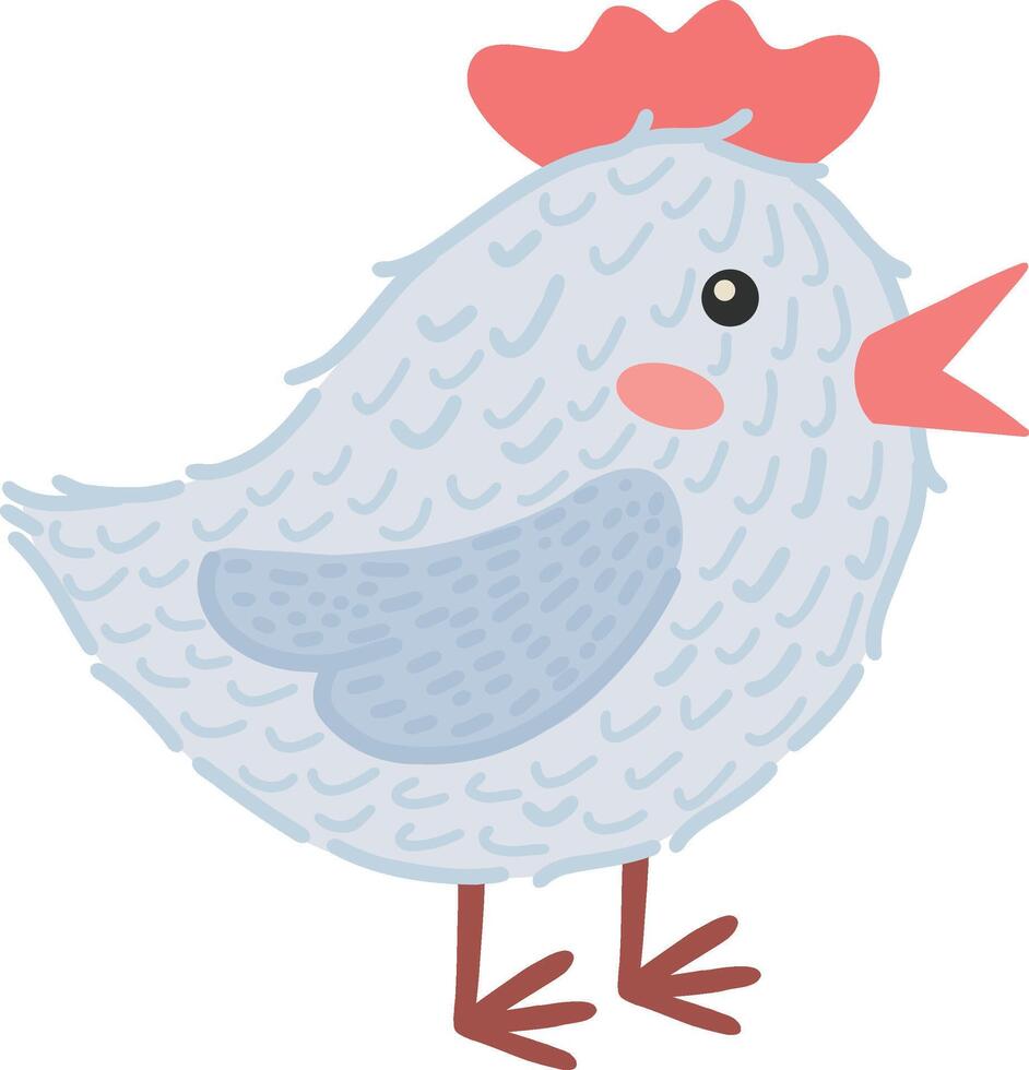 illustration of a chicken, a chicken bird. A vivid illustration of Easter. A retro-style picture for a happy Easter. Stock illustration. Egg packaging design. illustration vector