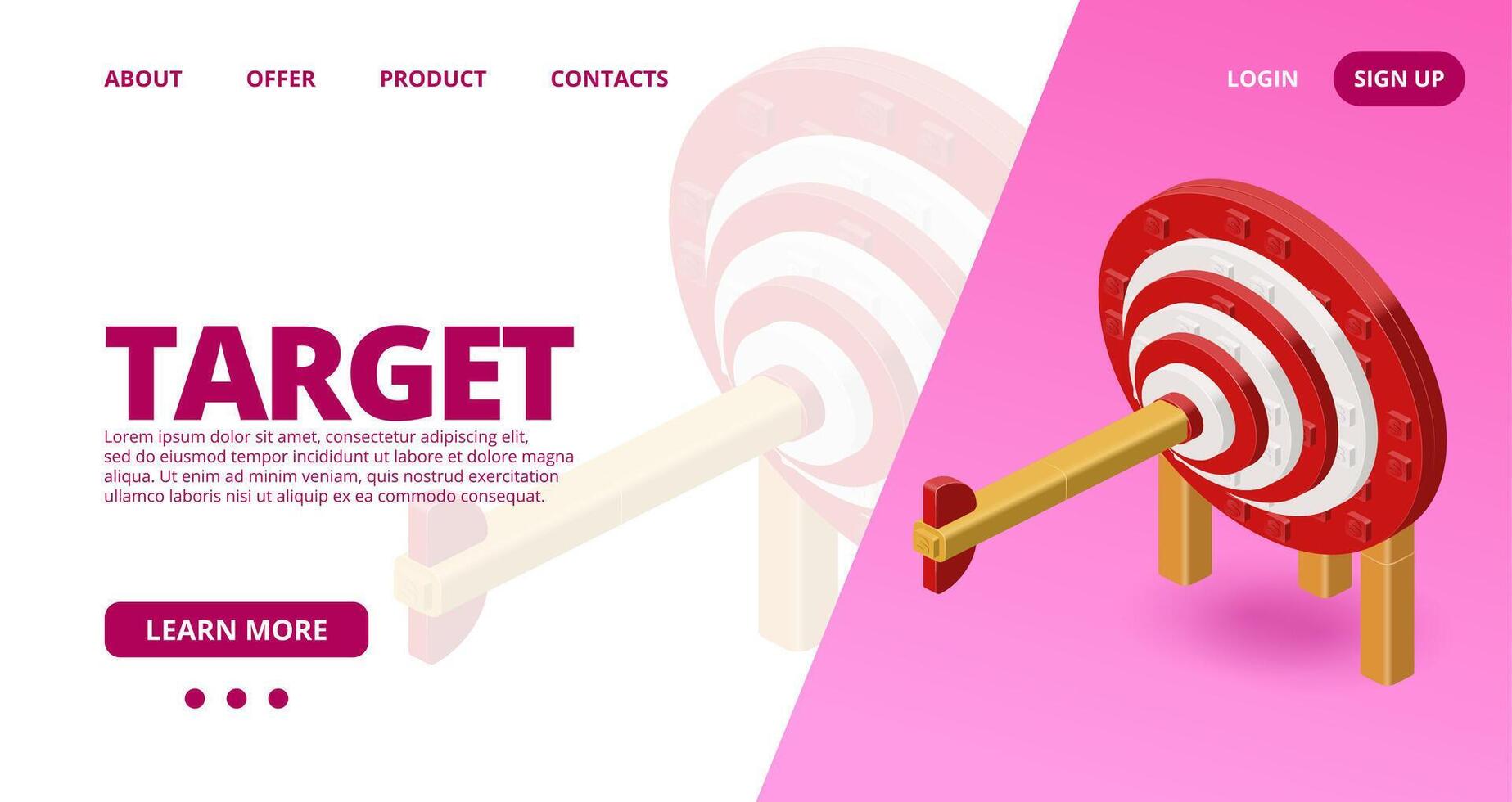 Web template with a target. vector