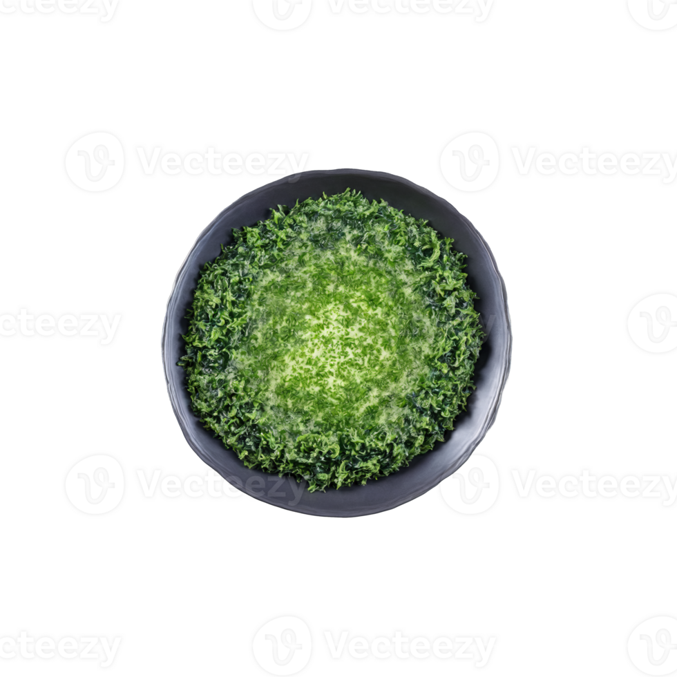 Wakame mandala a fresh circular pattern of wakame seaweed with powder scattering and steam rising png