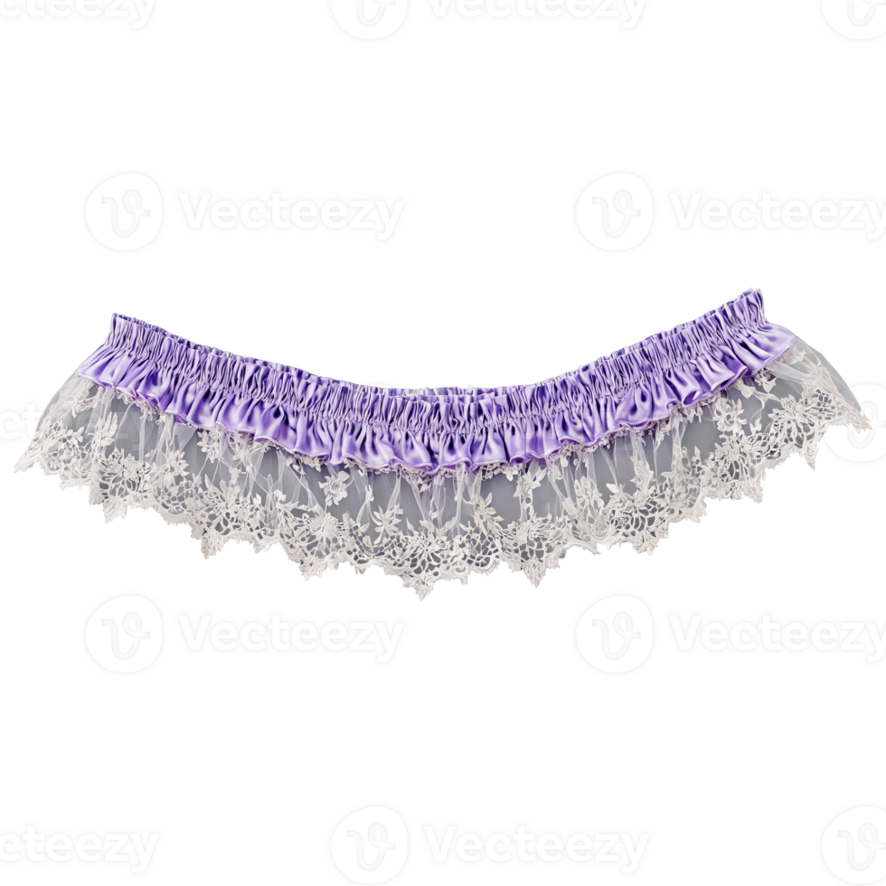 Soft purple garter belt with cascading lace floating delicately ethereal quality detailed png