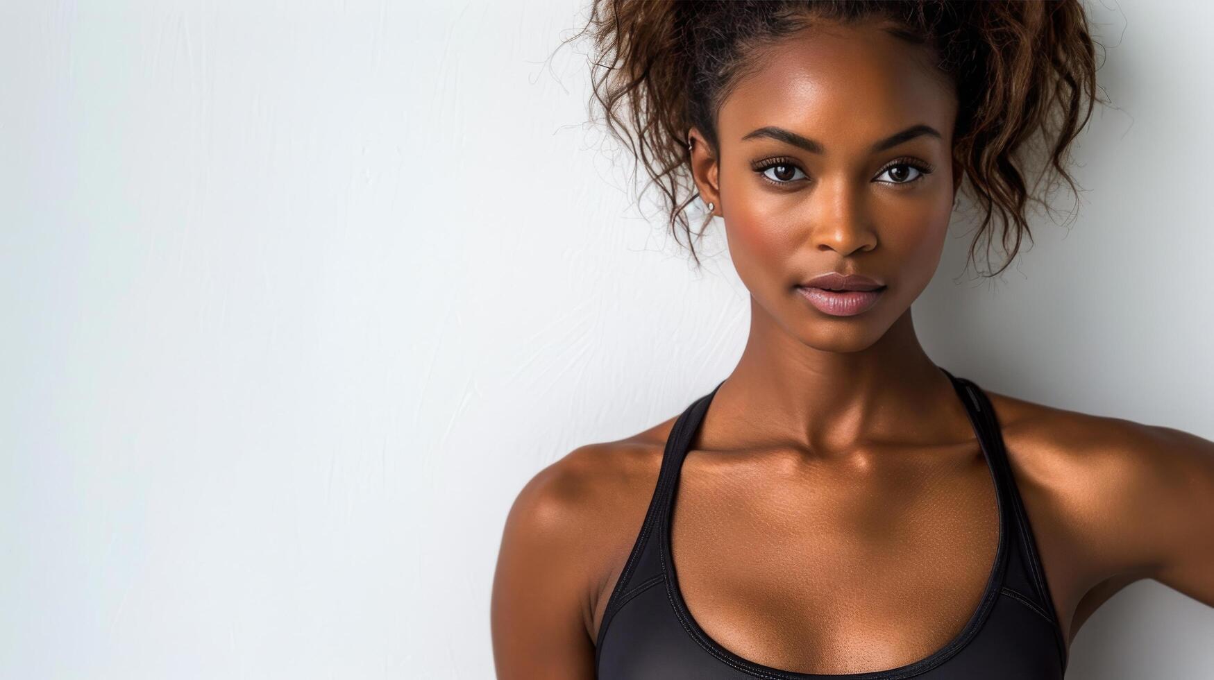 Woman in Sports Bra Posing for Picture photo