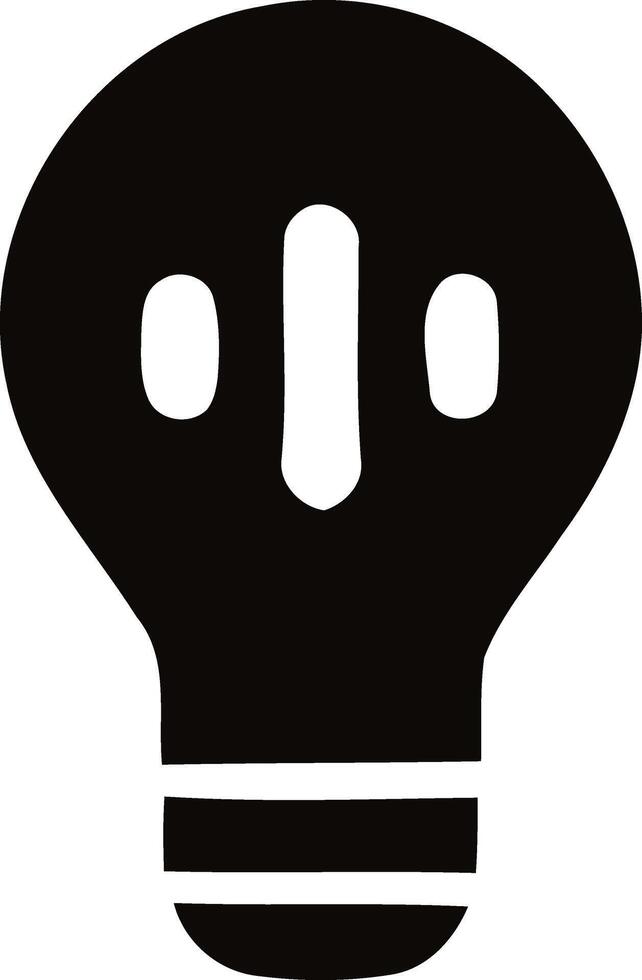 Minimalist Black and White Electric Light Bulb Icon vector