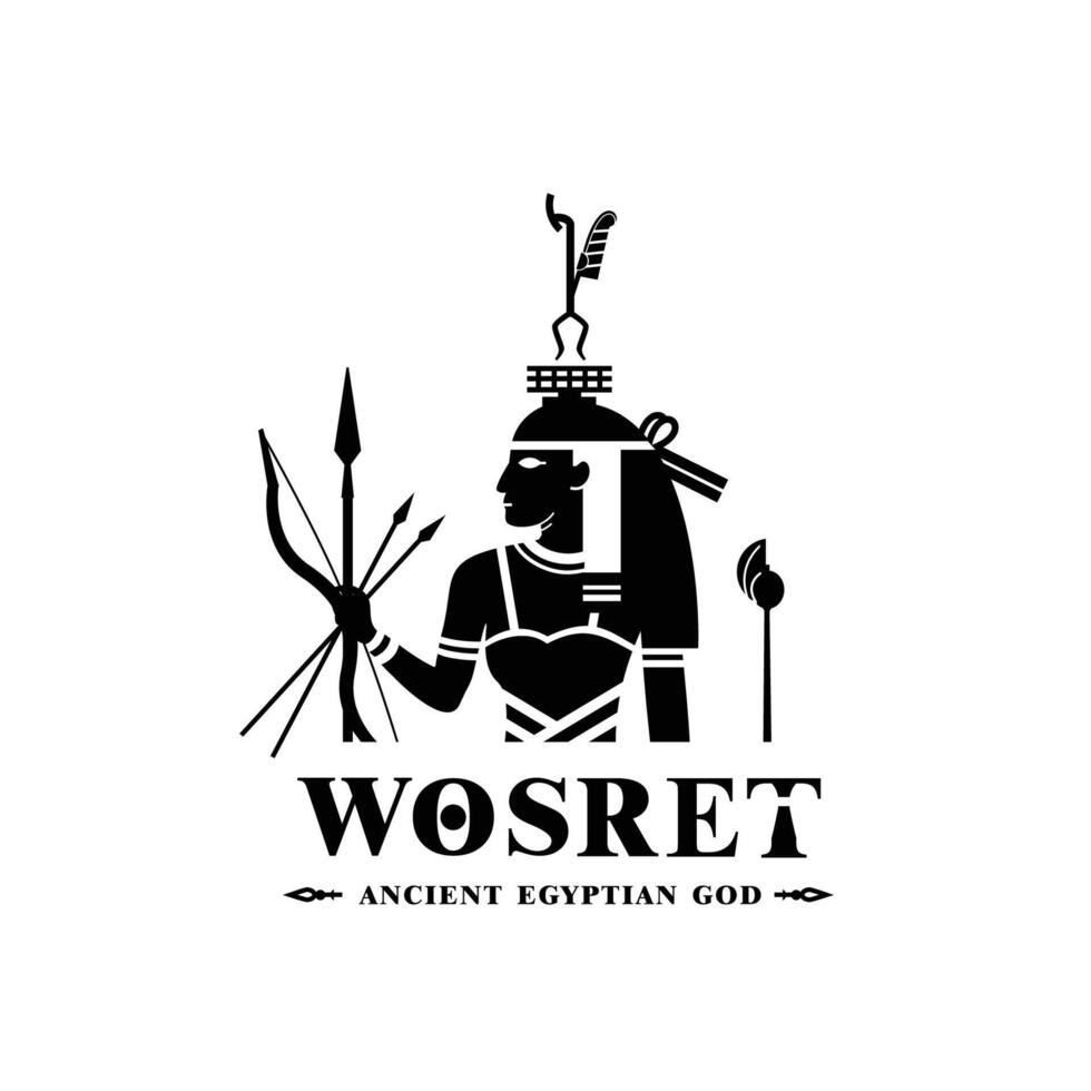 Silhouette of the Iconic ancient Egyptian god worset, Middle Eastern god Logo for Modern Use vector