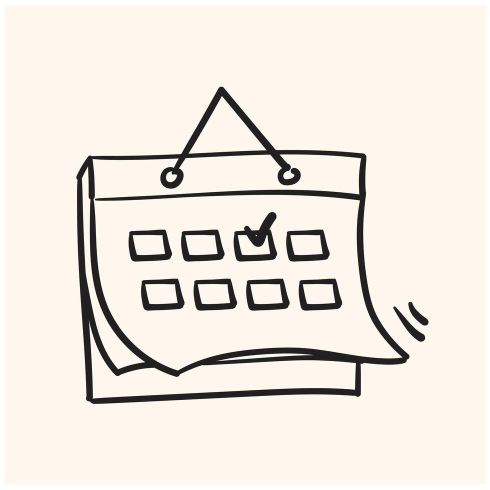 Calendar doodle. Calendar schedule hand drawn sketch style icon with illustration style doodle and line art vector
