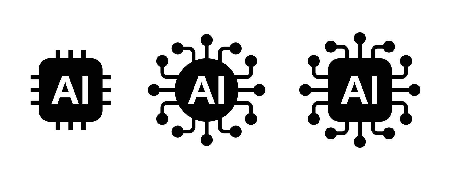 Artificial intelligence AI processor chip icon symbol. Ai logo Concept vector