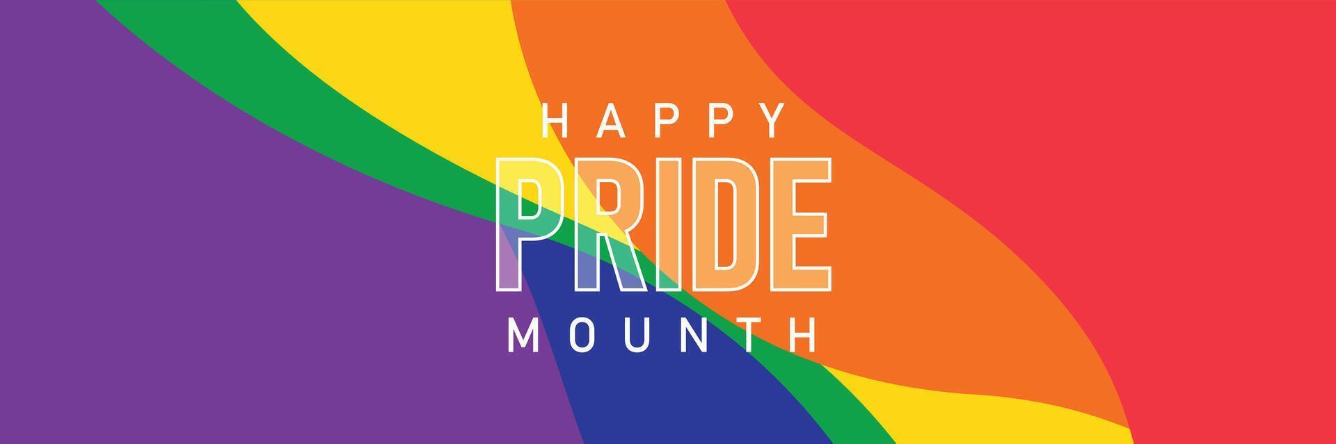 Celebrate lgbtq pride month with colorful rainbow pride abstract ripple background for banner, greeting card, poster, web banner, social media vector