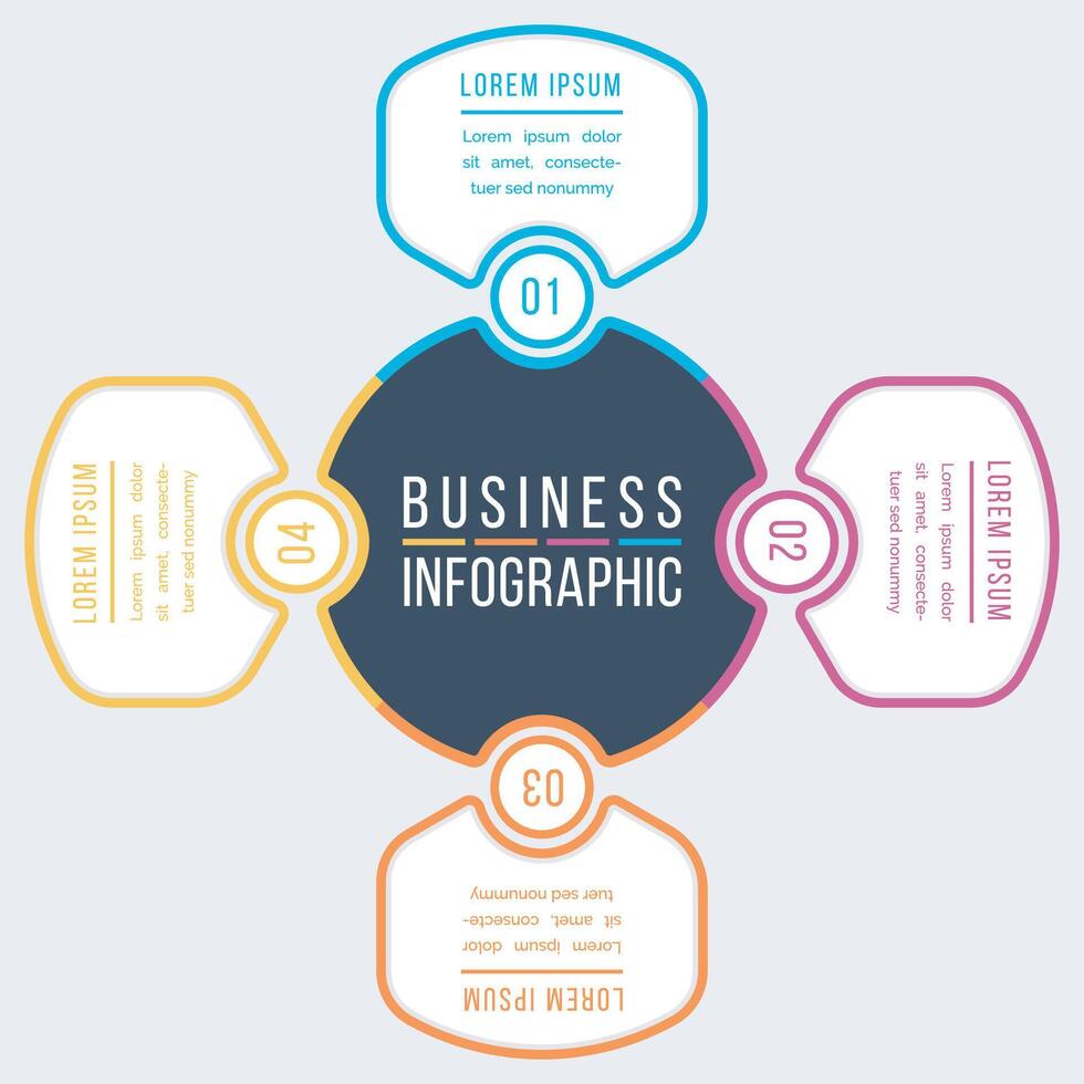 4 Options Infographic design 4 steps, objects, options or elements business information colored infographic template vector
