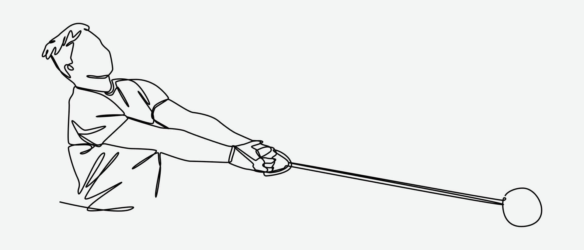 Continuous one line drawing of hammer throwing athlete. sport, athletics. Editable stroke. Isolated on white background. Graphic illustration. vector