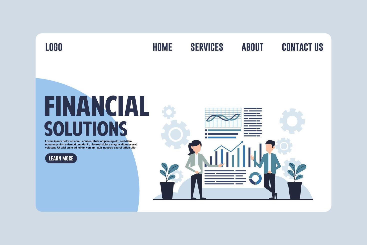 Landing Page Design Expert Financial Solutions for Modern Businesses vector