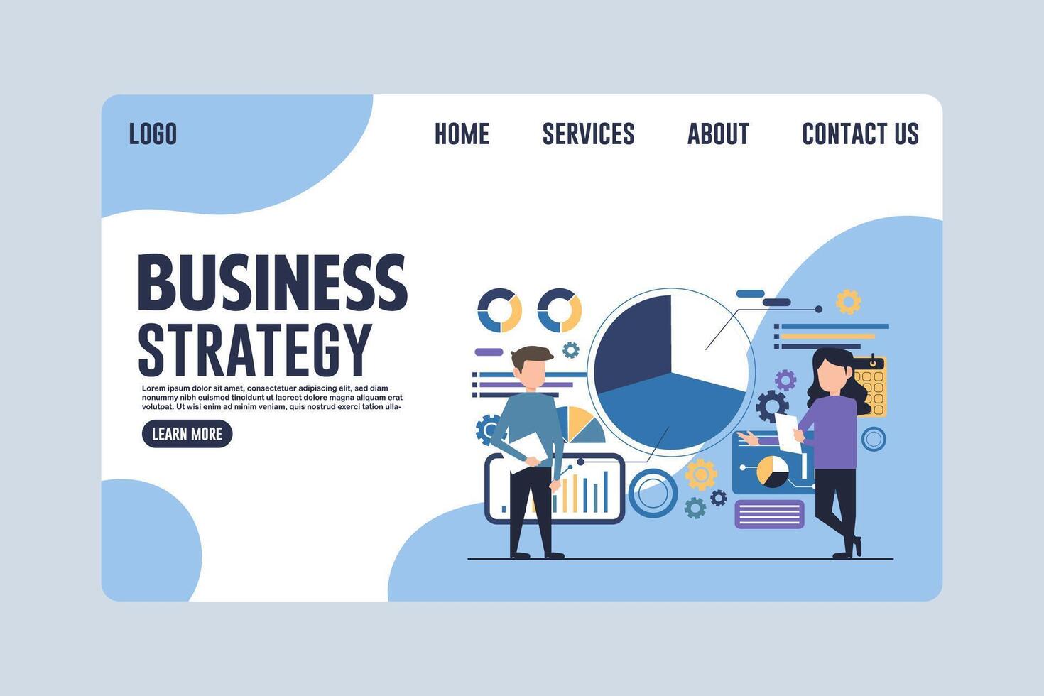 Modern Business Strategy Webpage Concept Design Illustration vector