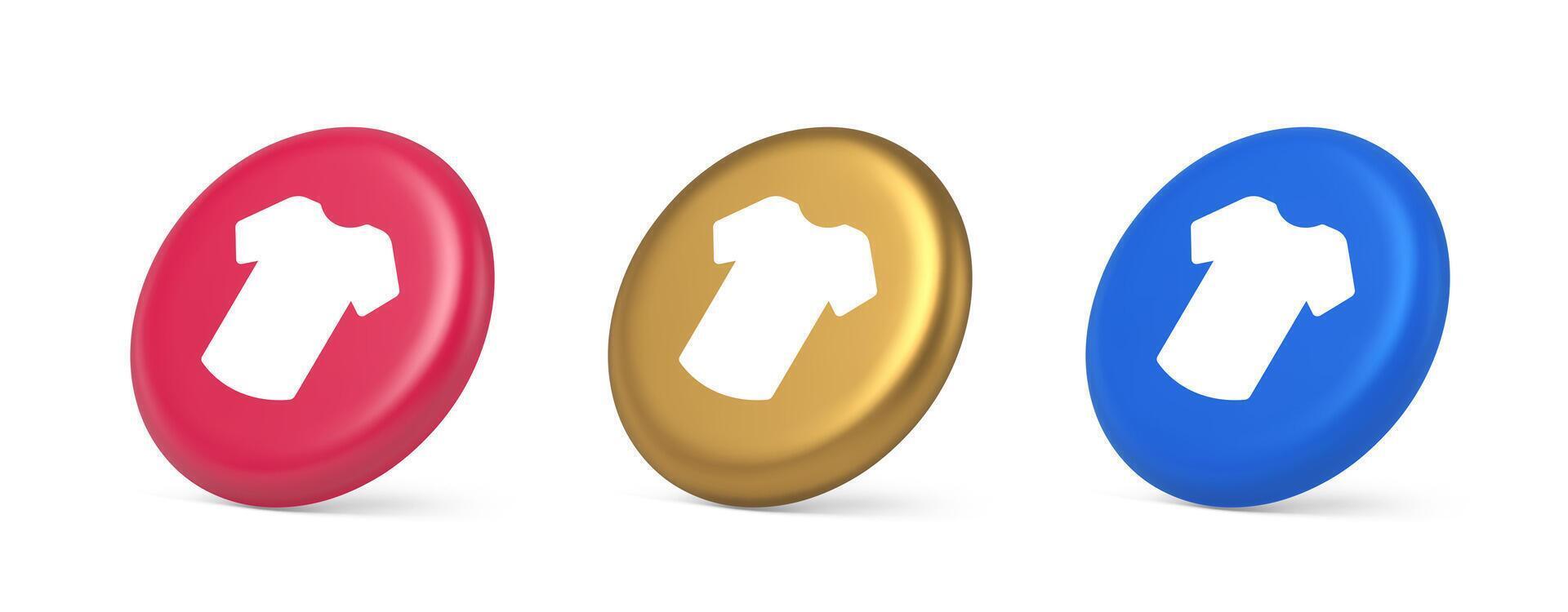 T shirt online shopping button internet order purchasing 3d realistic isometric circle icon vector