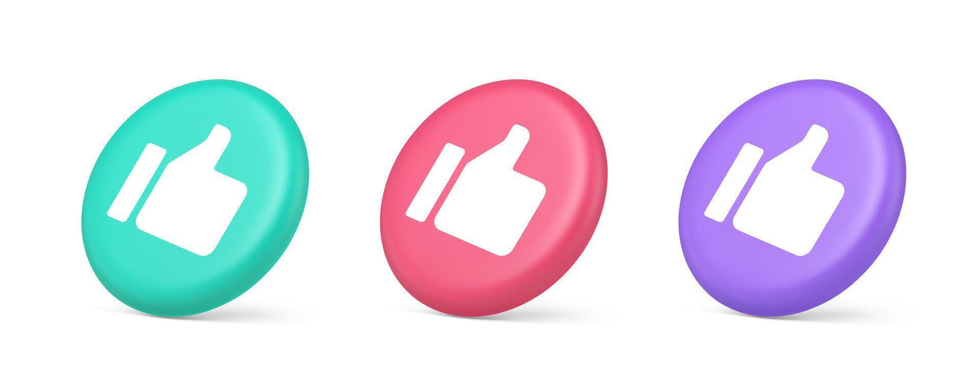 Thumb up like cool button cyberspace approve acceptance communication 3d realistic isometric circle icon vector