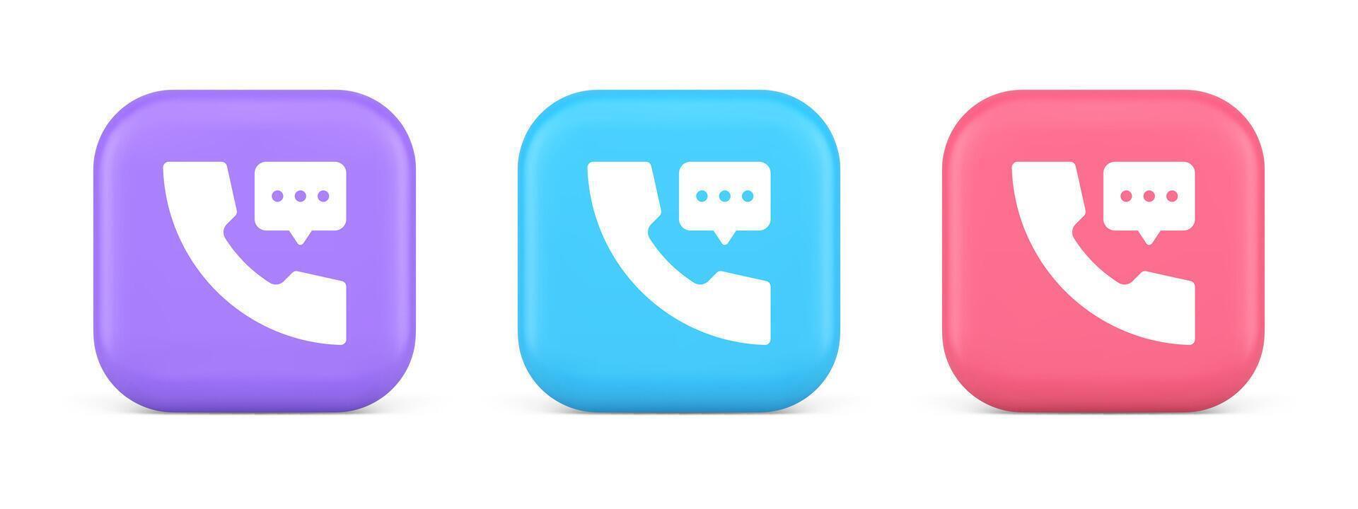 Helpline assistance chat consulting telephone customer support button 3d realistic icon vector