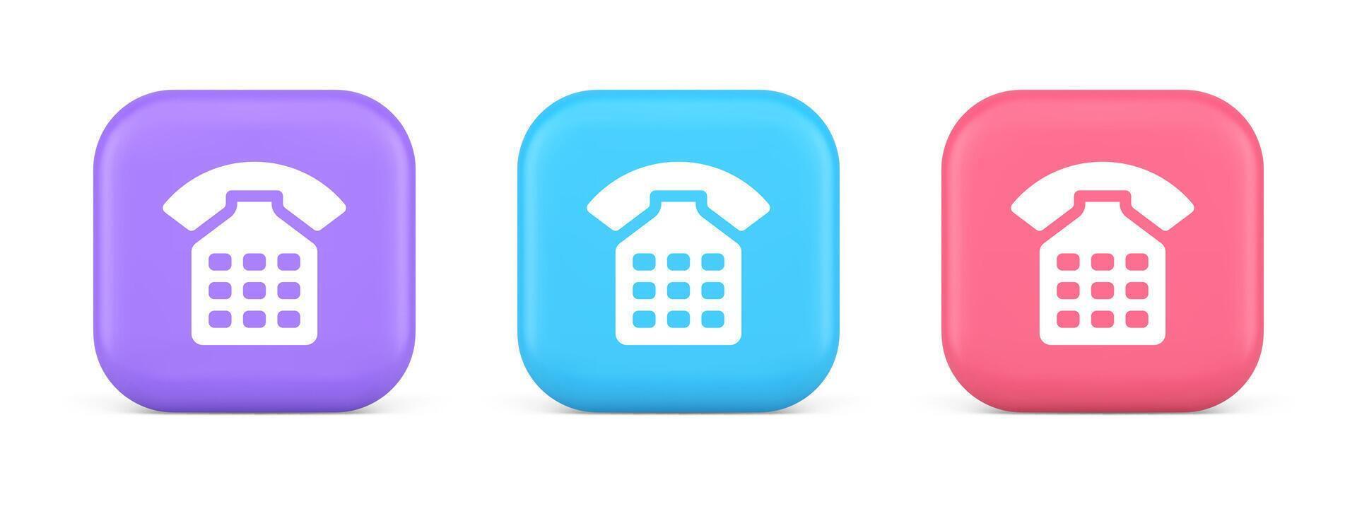 Phone call contact communication web button helpline hotline 3d realistic icon vector