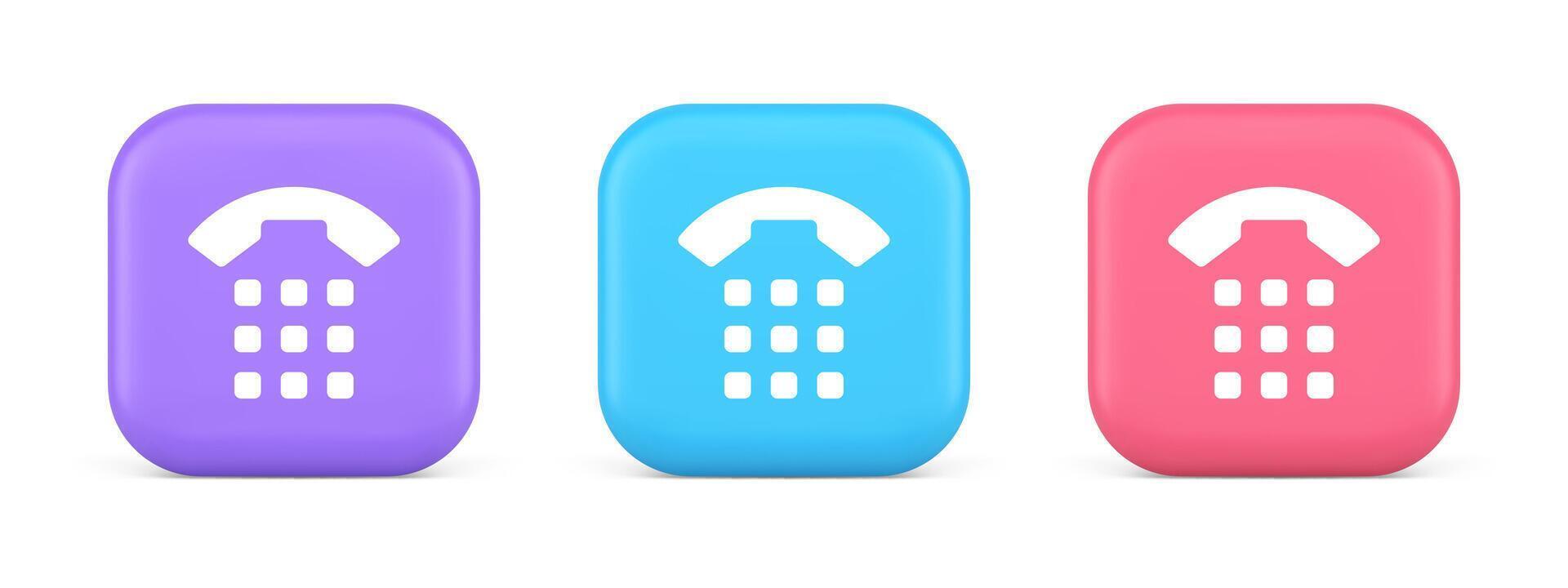 Phone call button application handset mobile contact communication 3d realistic icon vector
