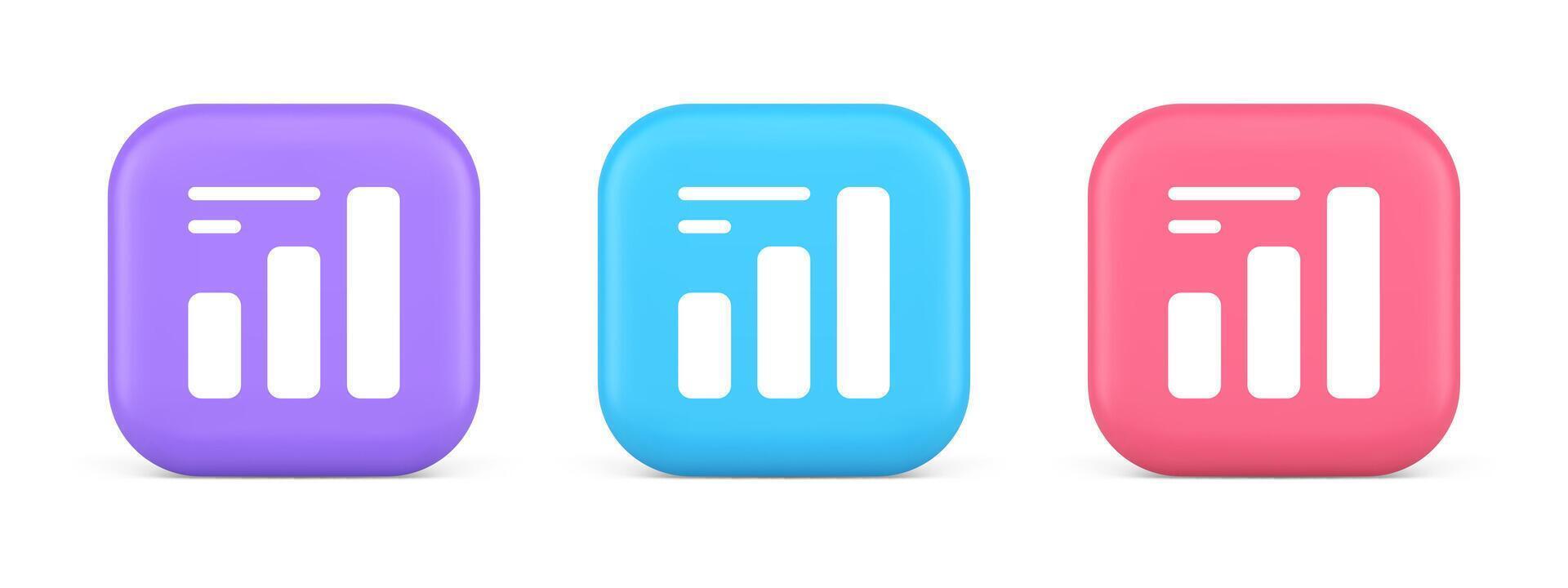 Bar graph business analyzing button diagram profit progress stock market stats 3d icon vector