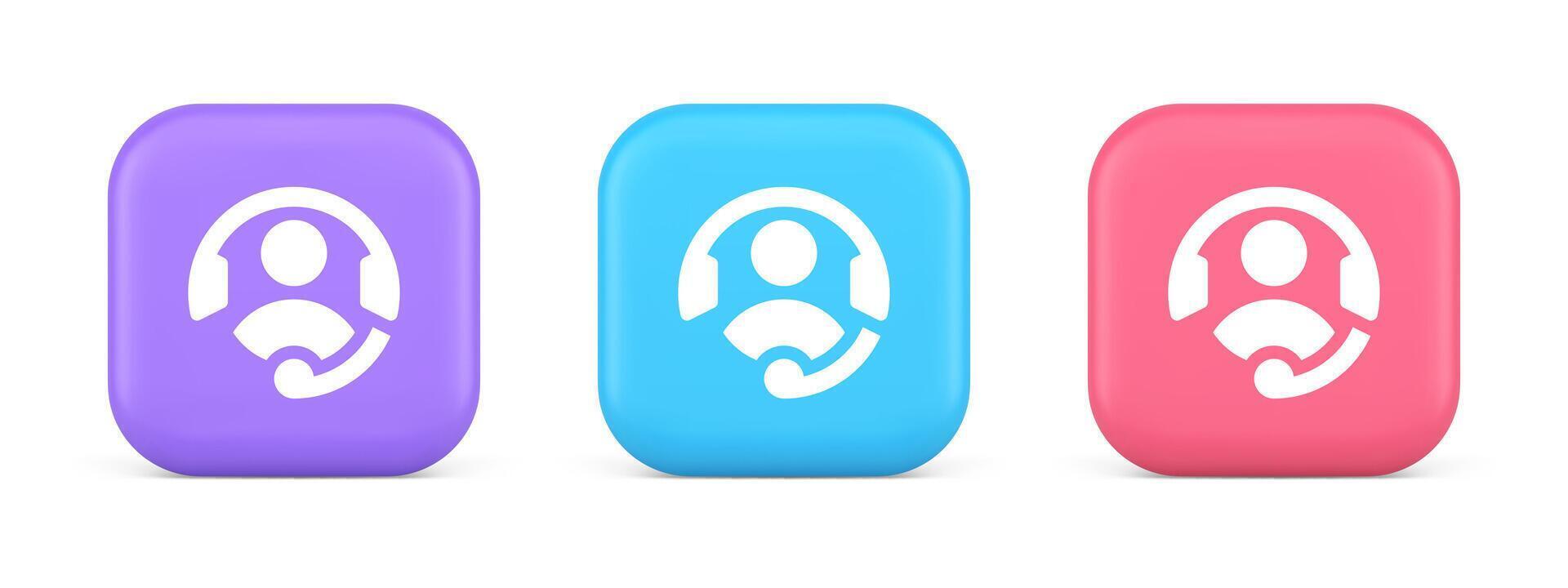 Customer support helpdesk assistance button call helpline connection 3d realistic icon vector