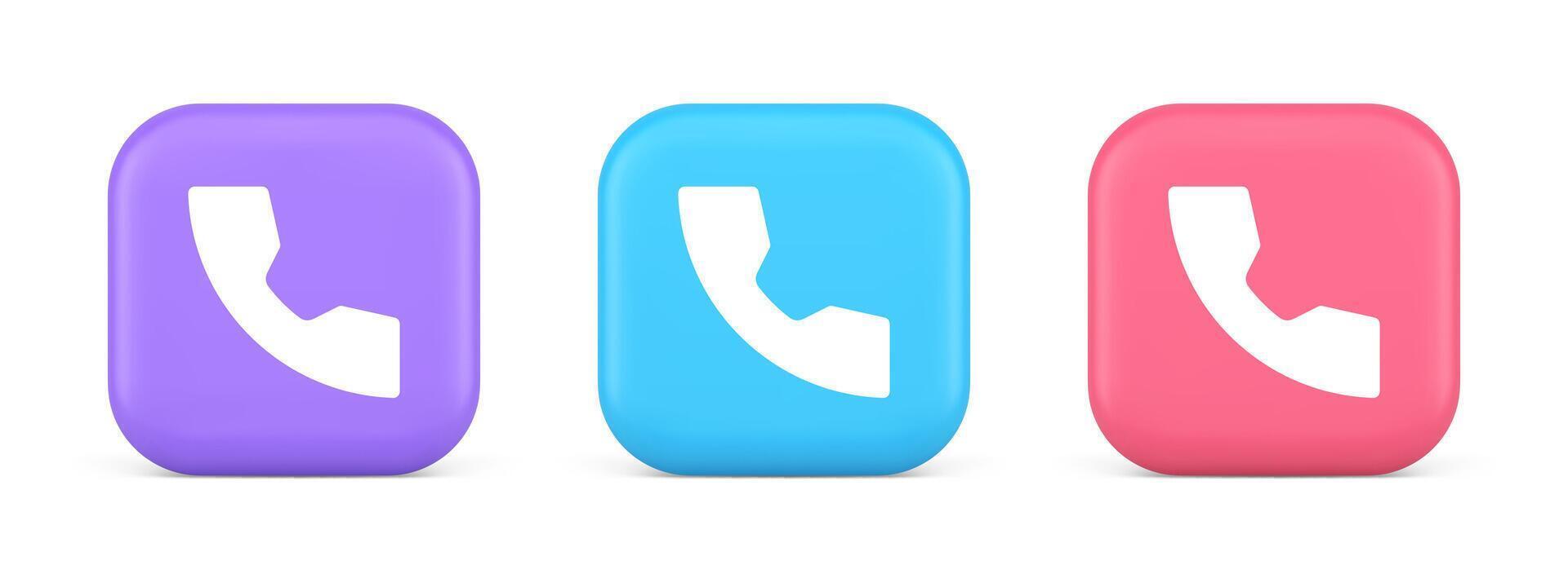 Phone call contact voice communication button web application design 3d realistic icon vector