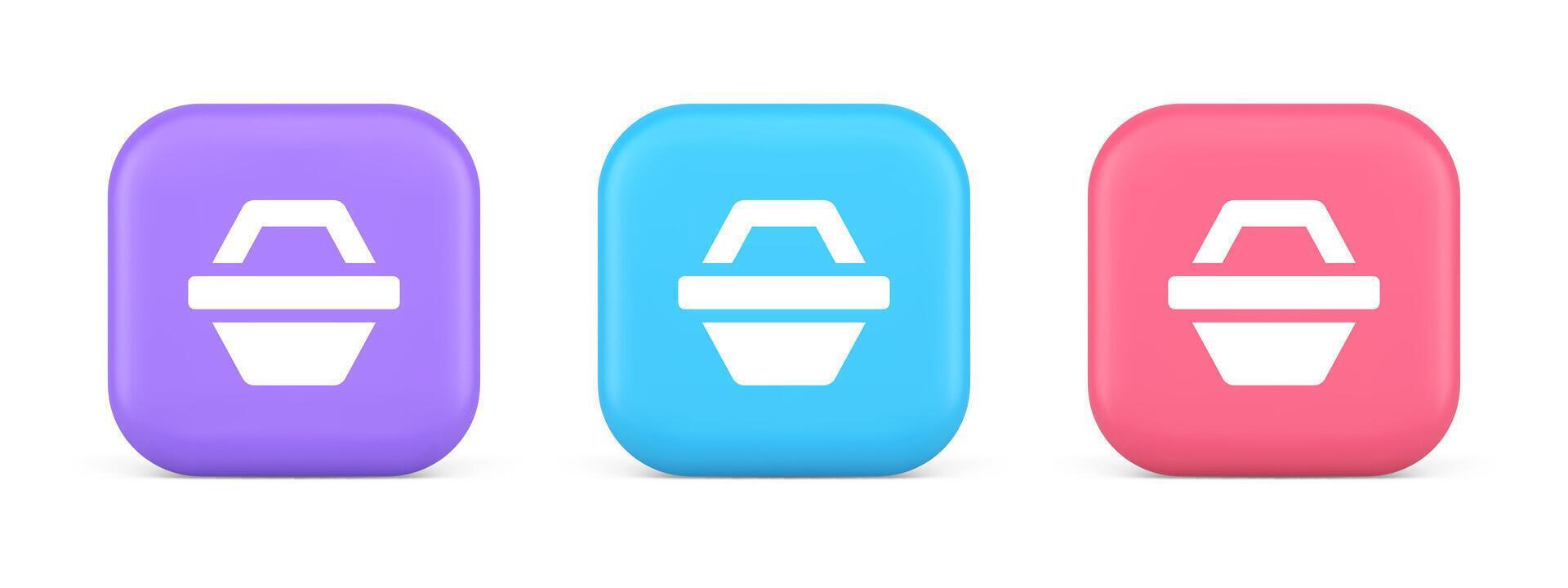 Shop cart digital commercial retail button marketplace global market app design 3d icon vector