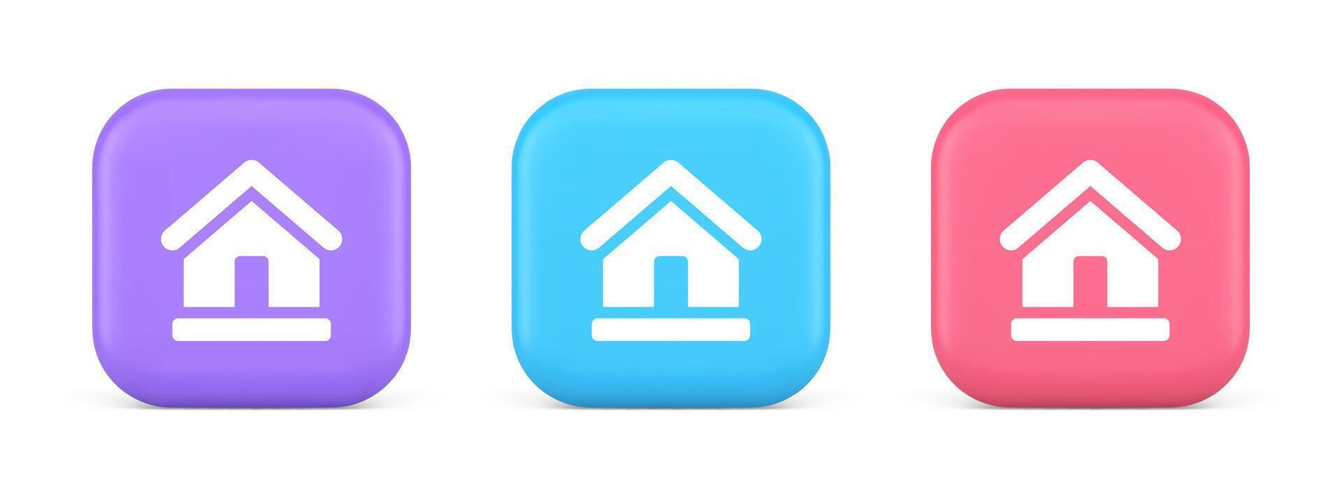 Homepage main page cyberspace address button web interface menu emblem 3d realistic icon vector