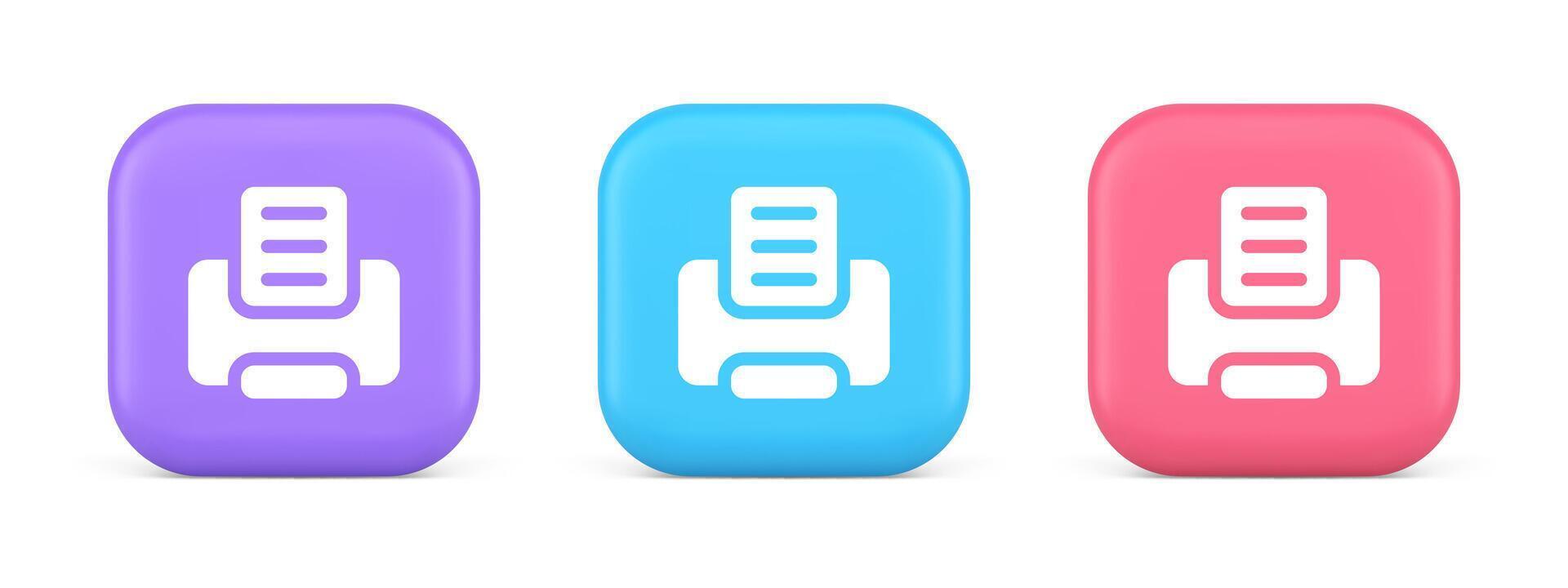 Printer machine device for paper document print button ink printout technology 3d icon vector