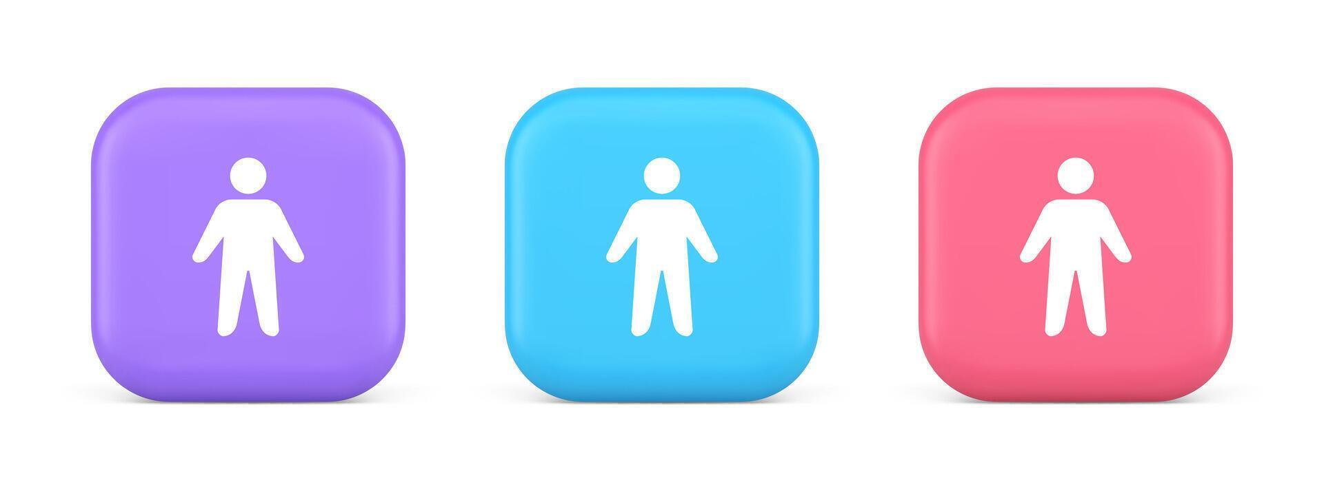 People member user button unrecognizable person human body web application 3d realistic icon vector