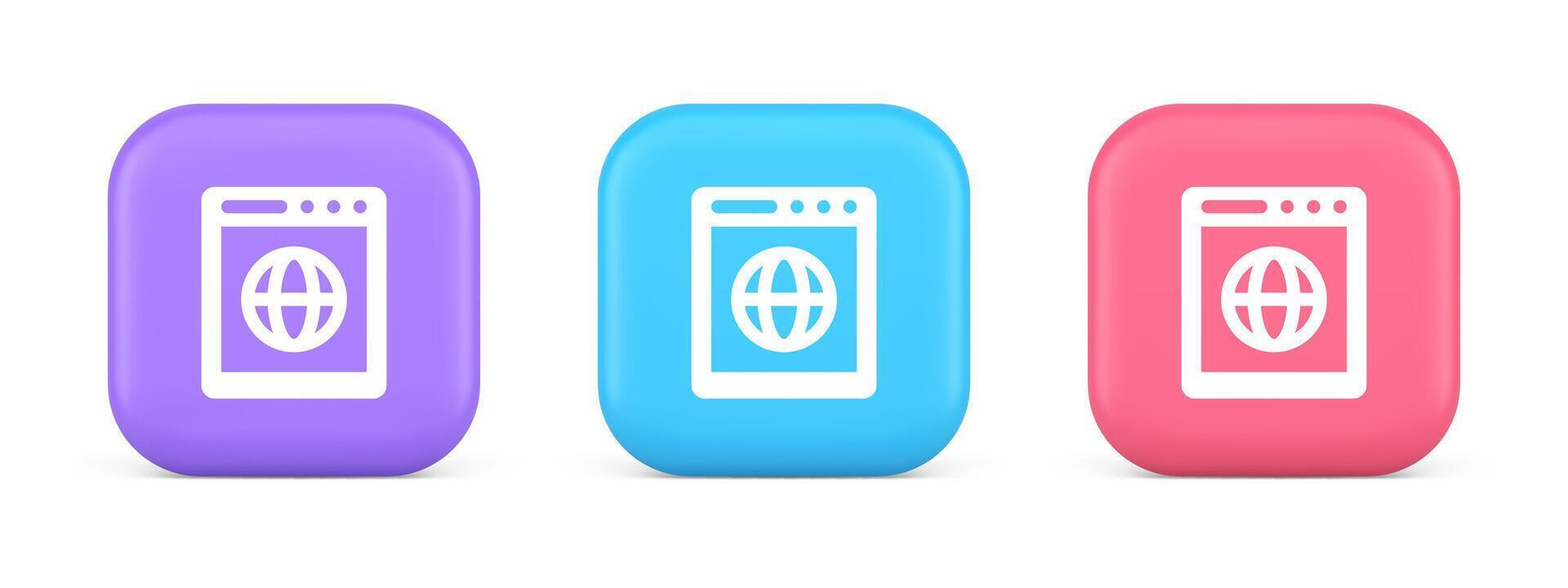 Internet browser global wireless connection button cyberspace virtual networking 3d icon vector