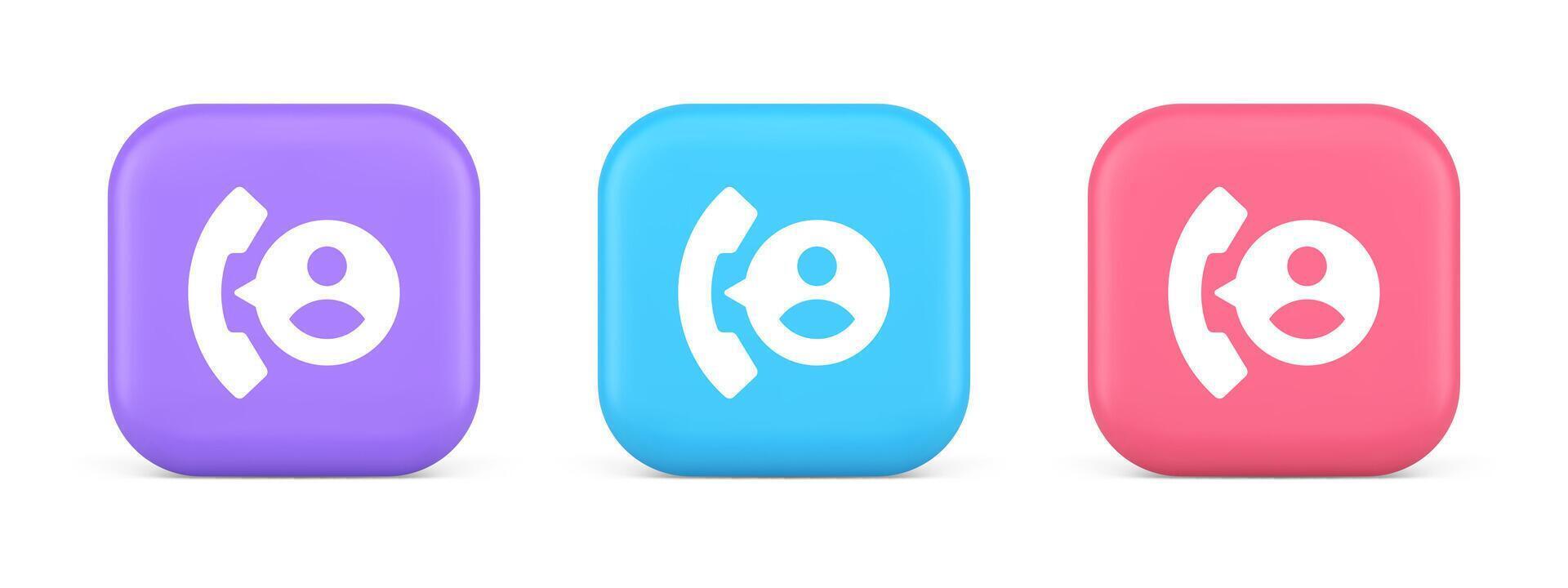 Phone contact call helpdesk customer support button telephone talk service 3d realistic icon vector