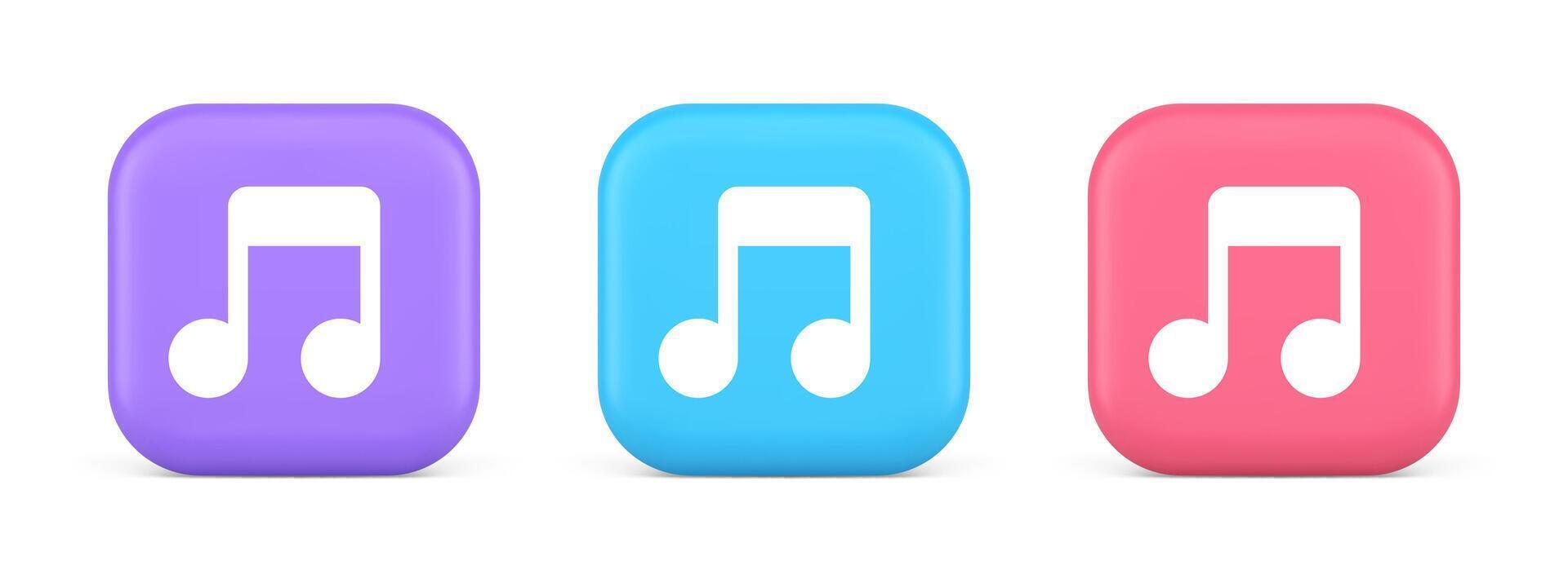 Music note audio sound button audio sound listening production 3d realistic icon vector