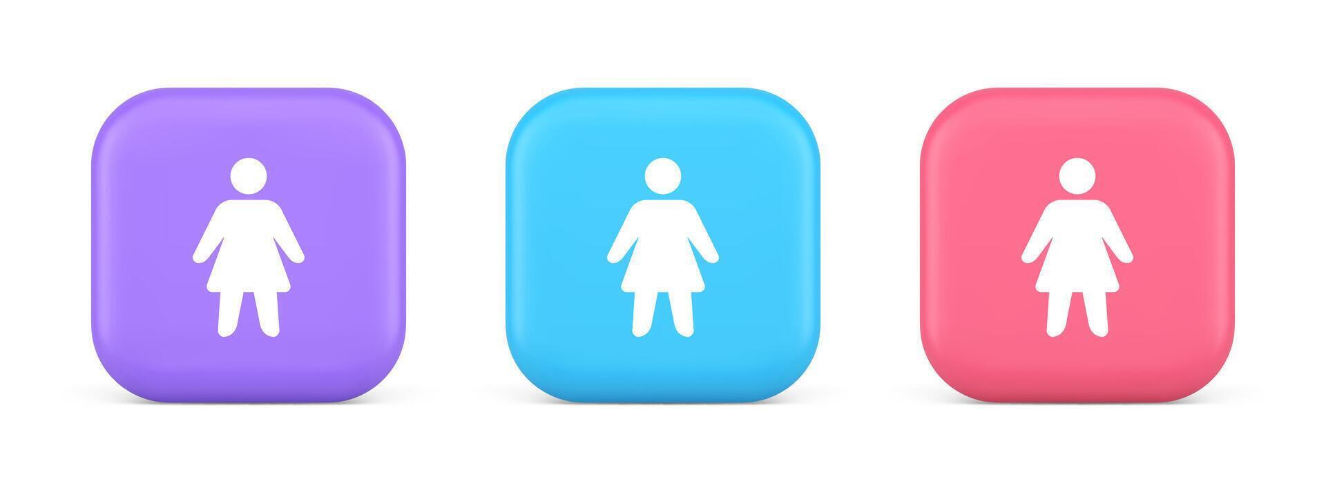 Woman silhouette staff member unrecognizable person button user profile interface 3d icon vector