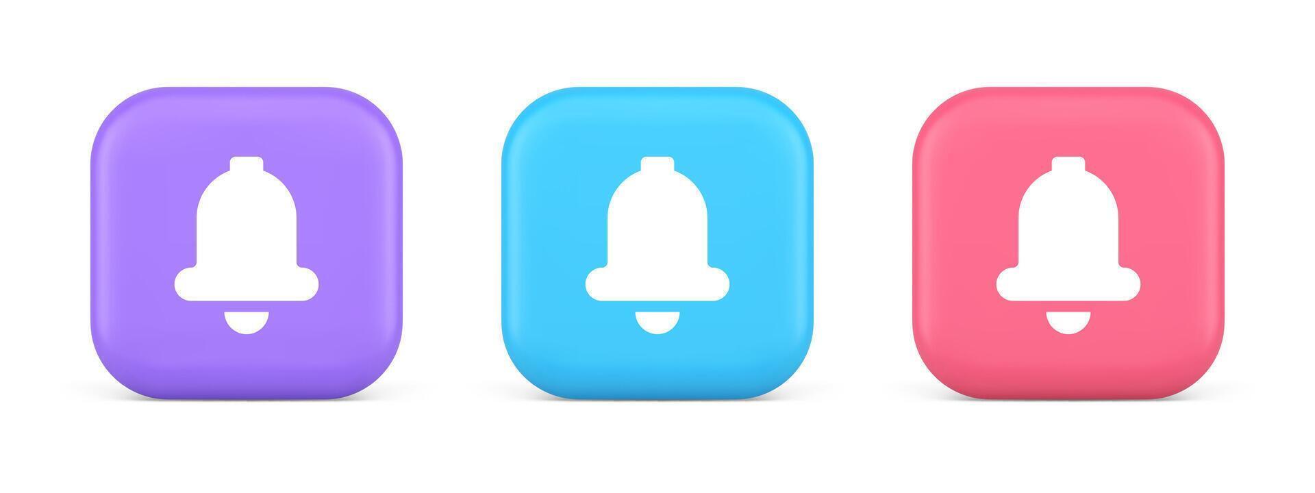 Handbell ring button cyberspace sound reminder service 3d realistic icon vector