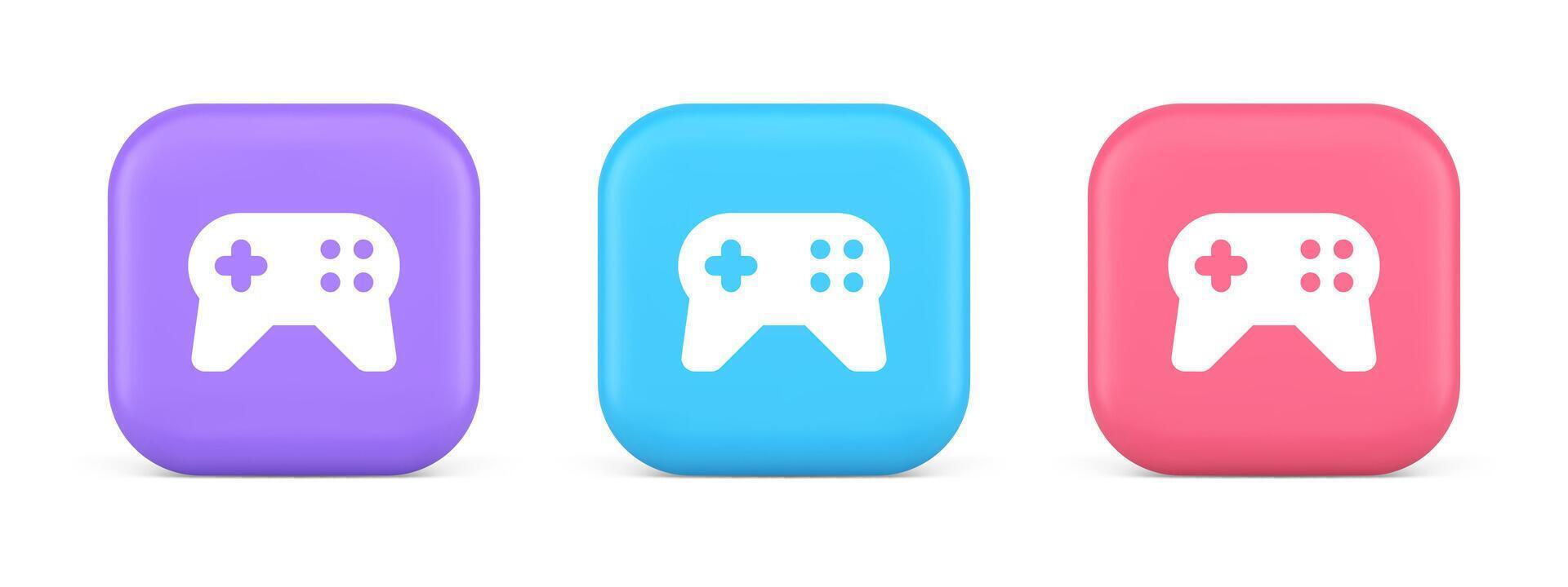 Gamepad controller virtual gaming connect button joystick joypad web app 3d realistic icon vector
